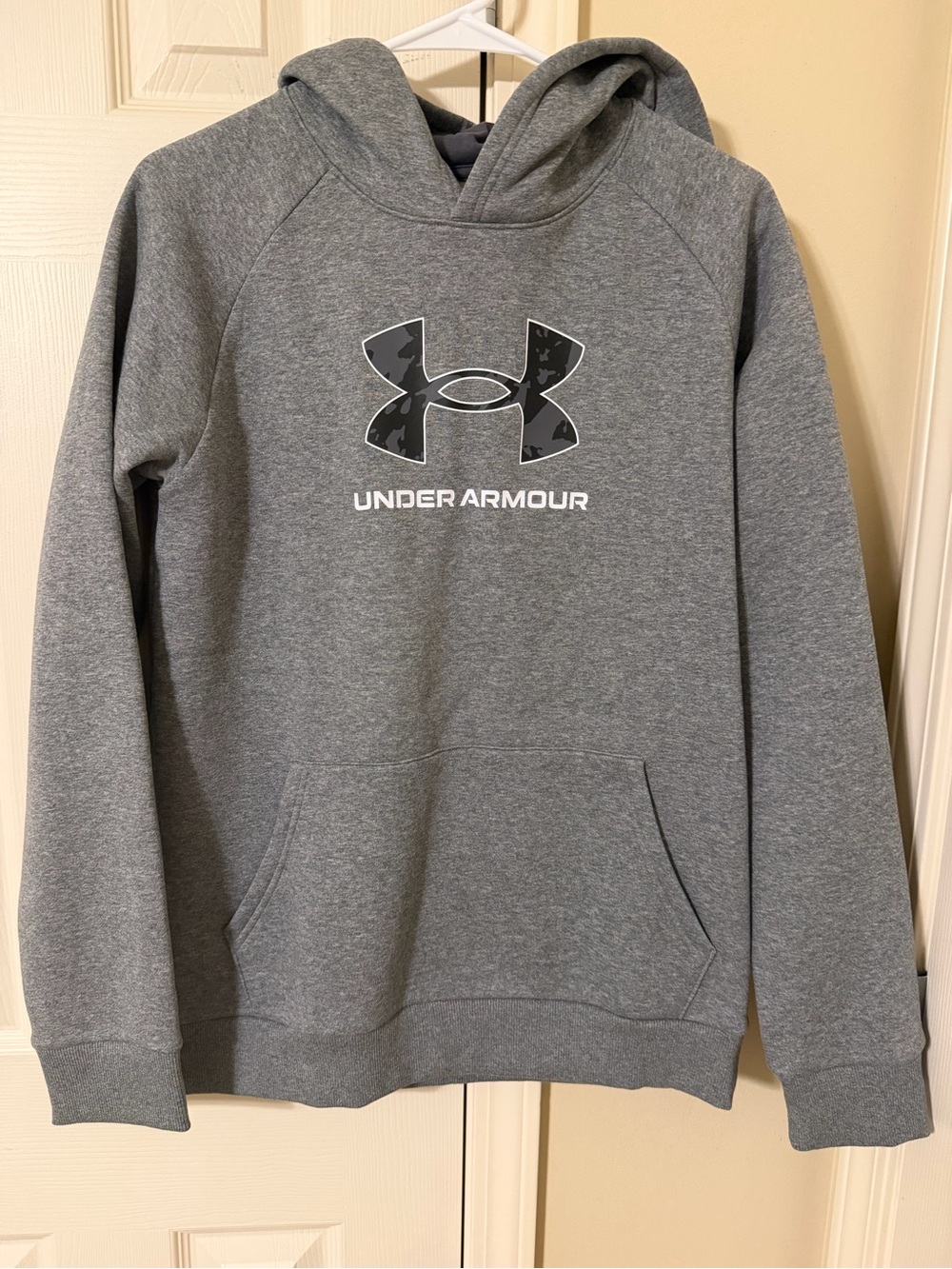 Under Armour Heather Gray Hoodie with Camo Logo